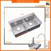 chậu bồn rửa chén inox 304 2 ngăn kích thước 82 45 cm