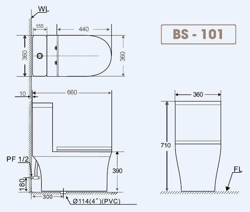 Bồn cầu basic bs 101