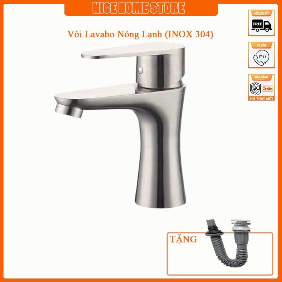 vòi lavabo lạnh INOX 304 LV15 Tặng xả