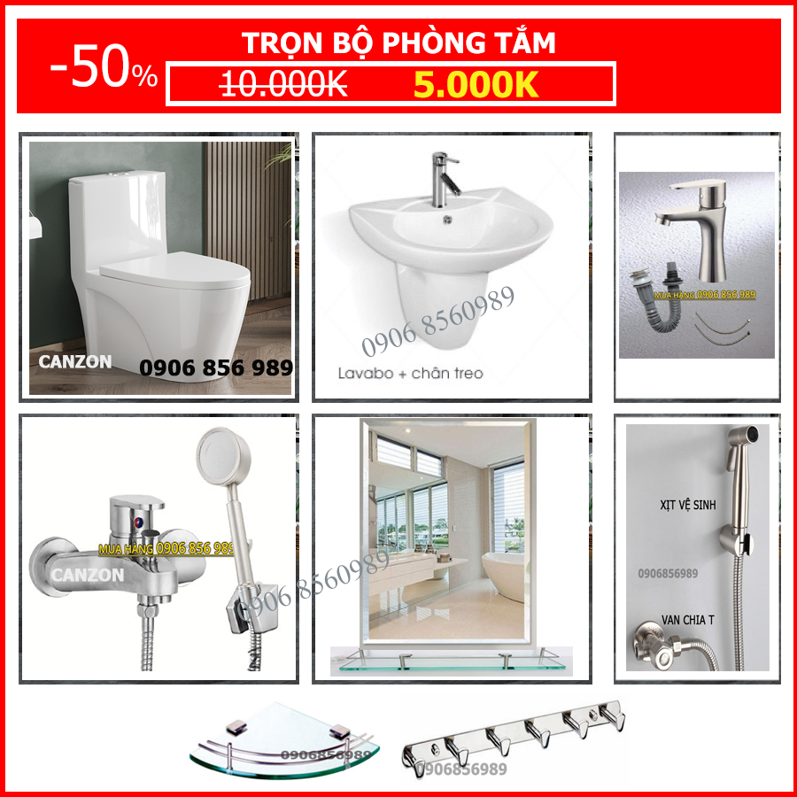 COMBO Trọn Bộ Thiết bị vệ sinh 11 món 5.000K CZ037