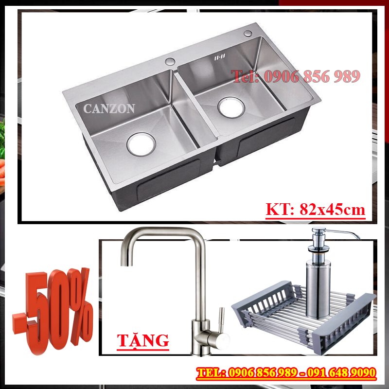chuậu rửa chén inox 304 2 ngăn