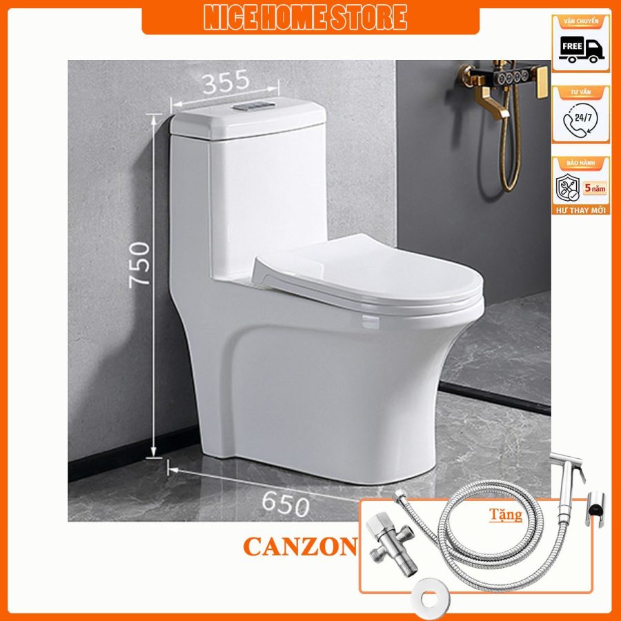 Thương hiệu Canzon Mã: MS 190 Công nghệ Thái lan Xả xoáy, Năp nhựa êm, men chống bám bẩn Bảo hành 3 năm bộ xả, men sứ 10 năm Tặng: Xịt vệ sinh và Van Chia T inox 304