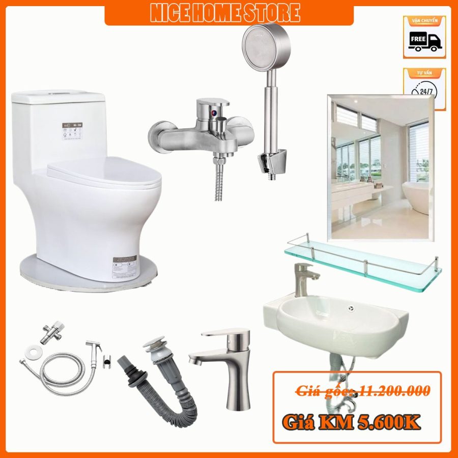 bồn cầu basics BS106 combo thiết bị vệ sinh