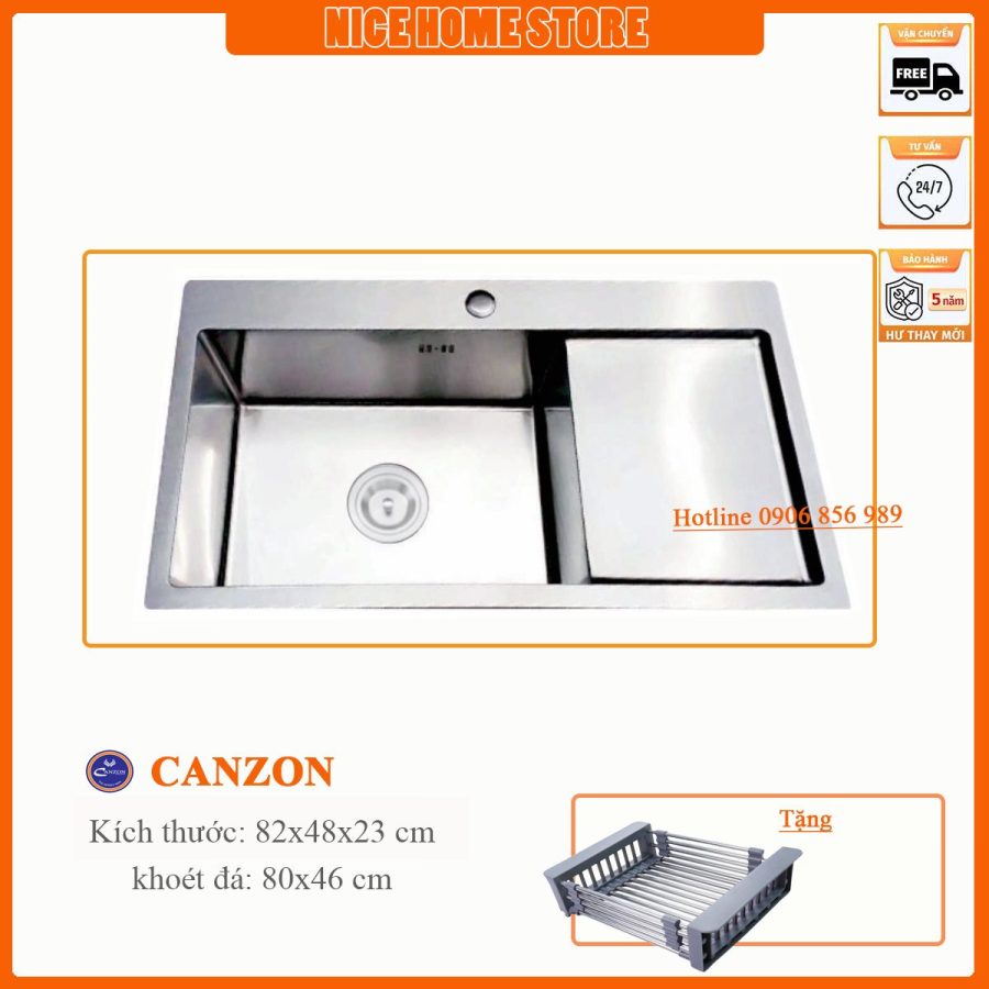 chậu rửa chén 1 ngăn 82x48 có cánh