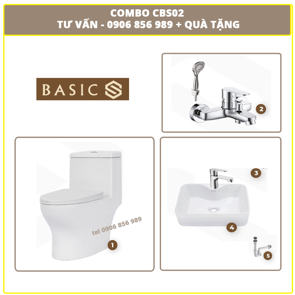 Combo Thiết Bị Vệ Sinh Trọn Bộ Phòng Tắm Basic CBS02