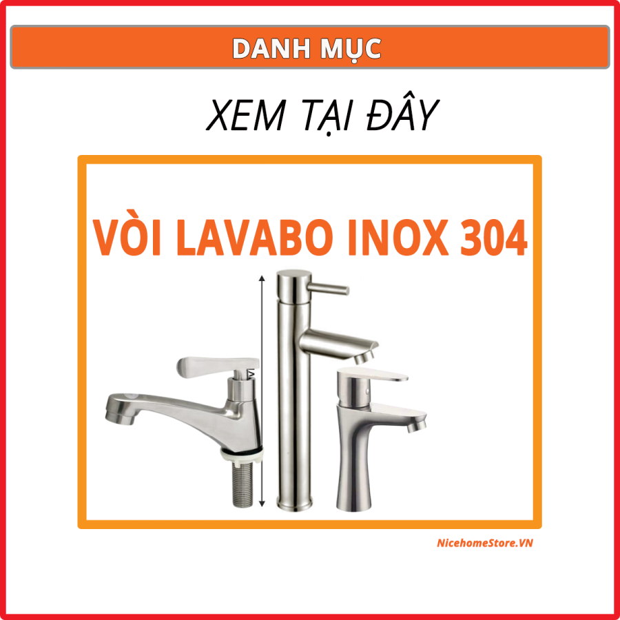 Vòi Lavabo Nóng Lạnh INOX 304