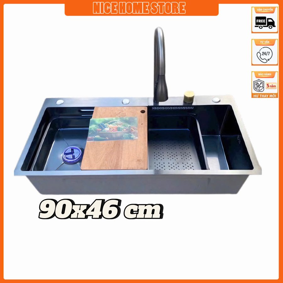 Chậu Rửa Chén 1 Ngăn Lớn nano KT 90x46 cm