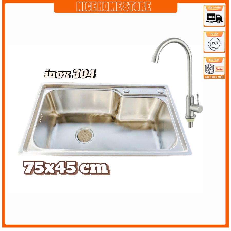 chậu 1 ngăn lớn inox 304 giá rẻ